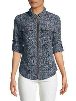 Michael Michael Kors Paisley Printed Zip Blouse