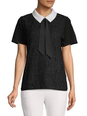 Karl Lagerfeld Paris Tie Lace Top