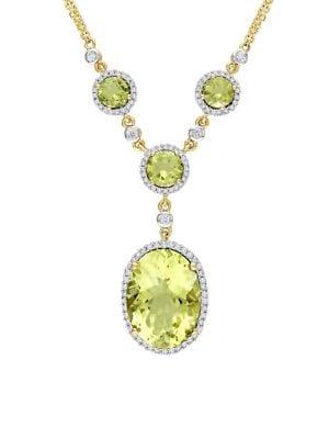 Sonatina 14k Yellow Gold, Lemon Quartz & Diamond Pendant Necklace