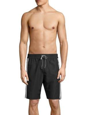 Adidas Logo Striped Swim Shorts