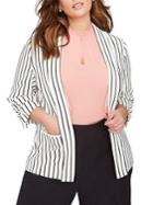 Addition Elle Michel Studio Plus Striped Three-quarter Sleeve Blazer