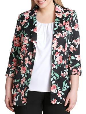 Calvin Klein Floral Roll-sleeve Open Jacket