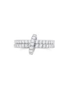 Crislu Linx Crystal, Sterling Silver And Platinum Double Stackable Ring