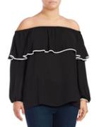 Vince Camuto Plus Off-the-shoulder Ruffled Top