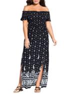 City Chic Plus Off-the-shoulder Pailsey Maxi Dress