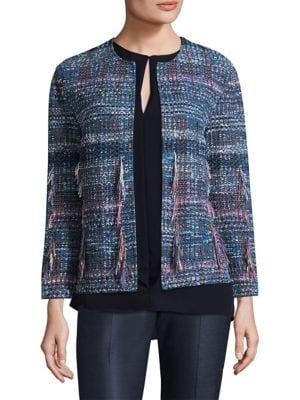 St. John Wool Tweed Fringe Jacket