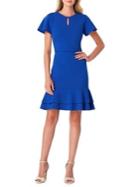 Tahari Arthur S. Levine Short Sleeve Ruffled Crepe Dress
