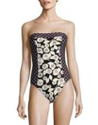 Kate Spade New York One-piece Floral Bandeau Swimsuit