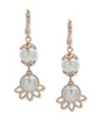Ivanka Trump Faux Pearl And Crystal Double Drop Earrings