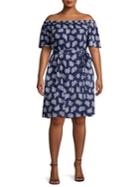 Michael Michael Kors Plus Printed Off-the-shoulder Dress
