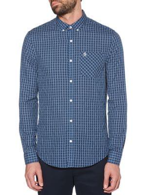 Original Penguin Checkered Dobby Long Sleeve Button-down Shirt