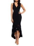 Xscape Petite Deep V-neck High-low Dress