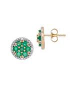 Lord & Taylor Emerald, Diamond And 14k Yellow Gold Stud Earrings