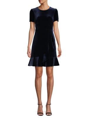Karl Lagerfeld Paris Ruffle-trimmed Velvet Mini Dress