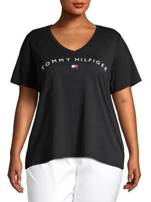 Tommy Hilfiger Plus Logo Cotton Blend Top