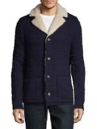 Black Brown Faux Fur-trimmed Cardigan
