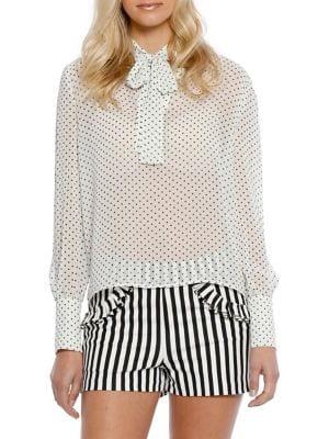 Walter Baker Printed Tie-neck Top