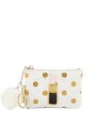 Bow And Drape Lipstick Embellished Dotted Mini Pouch