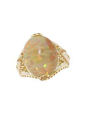 Sonatina 14k Yellow Gold, Ethiopian Opal, Yellow Sapphire & Diamond Cocktail Ring