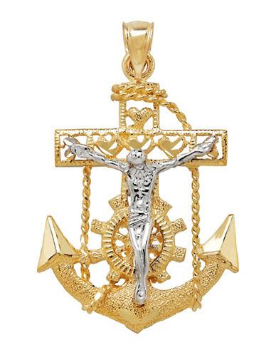 Lord & Taylor 14k Yellow And Whitle Gold Nautical Cross Pendant