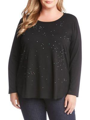 Karen Kane Plus Embellished Long Sleeve Top