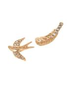 Lonna & Lilly Crystal Bird And Leaf Mismatched Earrings
