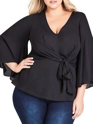 City Chic Plus Sweetly Tie Wrap Top