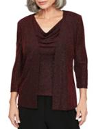 Alex Evenings 2-piece Metallic Knit Jacket And Tank Set