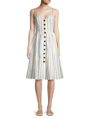 Vince Camuto Striped Button Front Dress