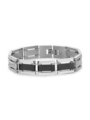 Lord & Taylor Stainless Steel Square Link Bracelet