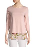 Vince Camuto Petite Mixed Media Floral Blouse