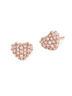 Michael Kors Crystal And Sterling Silver Heart Stud Earrings