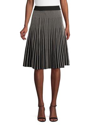 Anne Klein Striped Cotton-blend Skirt