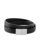 Lord & Taylor Stainless Steel & Leather Wraparound Bracelet