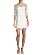 Belle By Badgley Mischka Embroidered Scalloped Dress