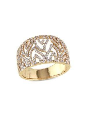 Sonatina 14k Yellow Gold & Diamond Filigree Flame Ring