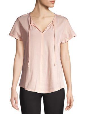 Lord & Taylor Petite Tie-neck Pleated Shirt
