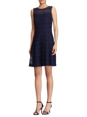 Lauren Ralph Lauren Petite Eyelet Chiffon Fit-and-flare Dress