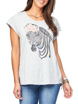 Democracy Zebra-print Cap-sleeve Tee
