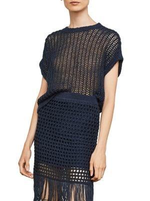 Bcbgmaxazria Short-sleeve Open-stitch Sweater