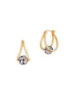 Lord & Taylor 14k Rose Goldplated Sterling Silver & Multicolored Crystal Ball Hoop Earrings