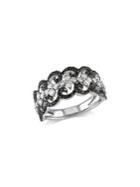 Sonatina Scroll 18k White Gold, White Diamond & Black Diamond Ring