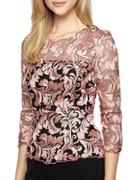 Alex Evenings Embroidered Illusion Top