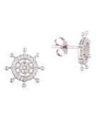 Lord & Taylor Sterling Silver Nautica Wheel Pave Earrings
