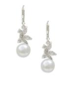 Anne Klein 10mm White Glass Pearl And Crystal Drop Earrings
