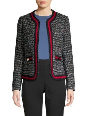 Anne Klein Ribbed-trim Open-front Jacket