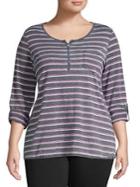 Marc New York Performance Plus Striped Roll-sleeve Top
