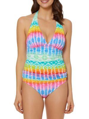 Bleu By Rod Beattie Tie-dye Halter Tankini