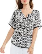 Two By Vince Camuto Geometric Pintucked Blouse