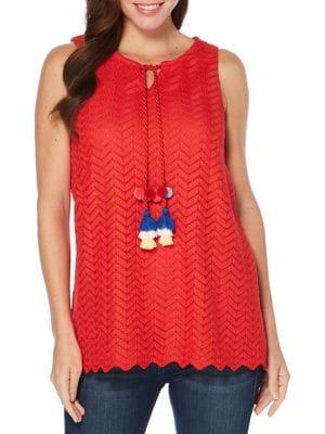 Rafaella Petite Sleeveless Zig-zag Lace Top